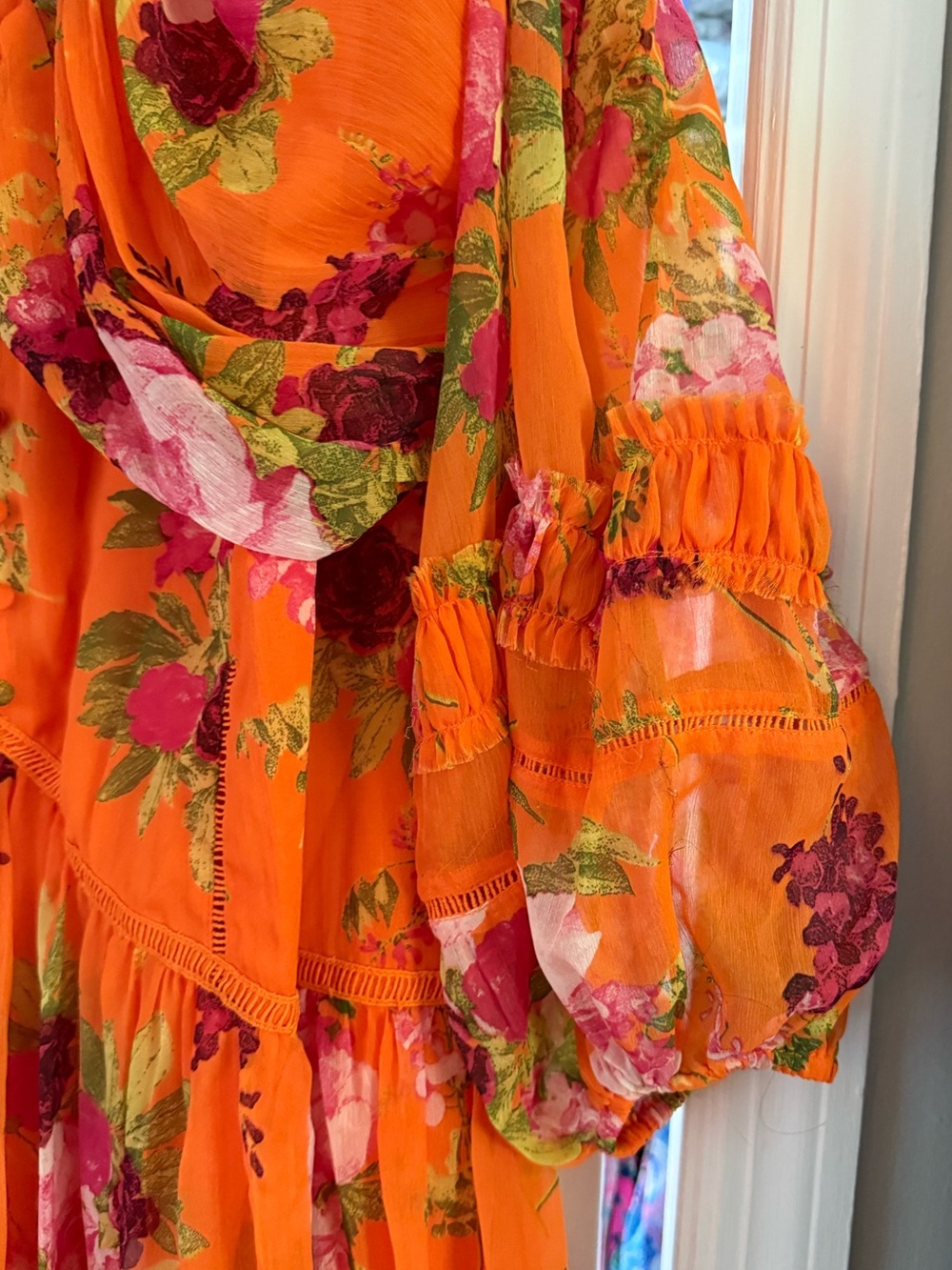 ASOS Orange Floral Print Occasion Maxi Dress - Picture 5 of 12